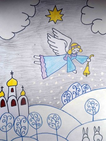 Рождественский рисунок в школу
