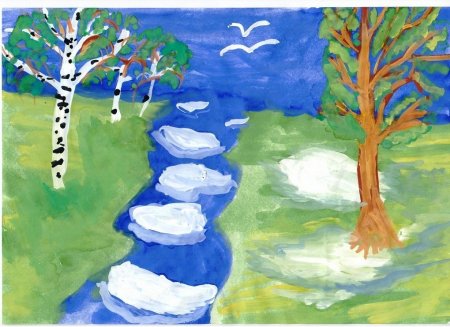 Рисование деревья весной