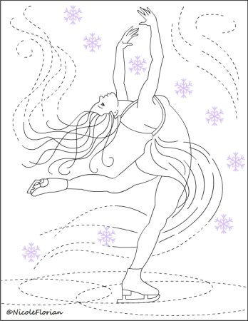 Раскраска фигуристка на льду