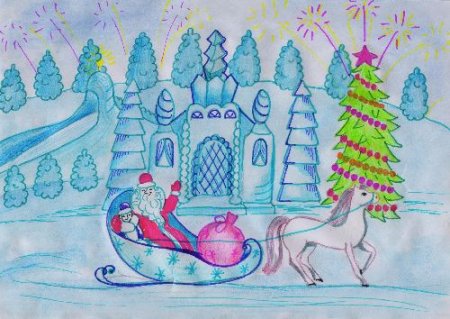 Дом Деда Мороза детские рисунки