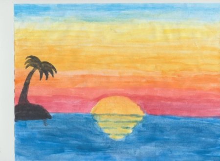 Закат красками для детей