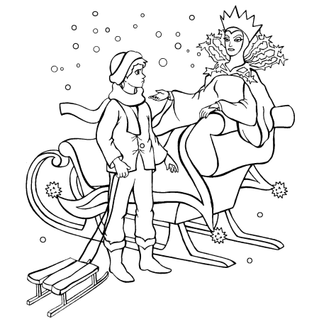 Раскраска к сказке Снежная Королева для детей