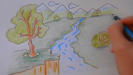 Весенний пейзаж карандашом