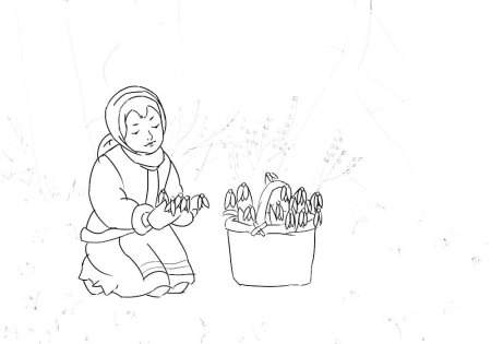 Падчерица из сказки 12 месяцев раскраска