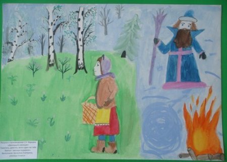 Рисунок падчерицы из сказки 12 месяцев карандашом