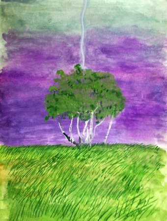 Как нарисовать опушку леса и весенний дождь карандашом