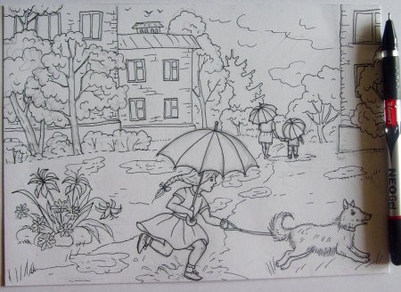 Пейзаж простым карандашом