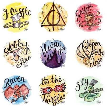 Волшебные предметы из Гарри Поттера для зарисовки