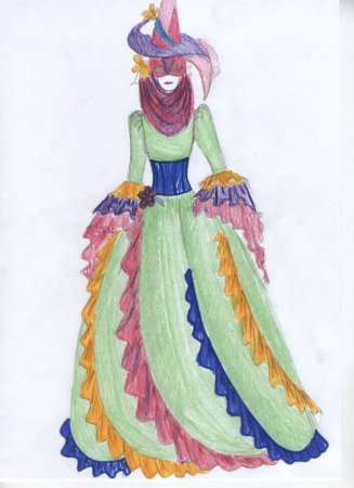 Эскиз театрального костюма в цвете