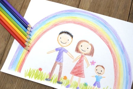 Семья рисунок карандашом цветной