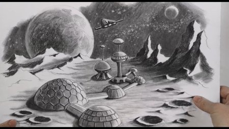 Космос рисунок карандашом