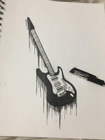 Рисунок гитары для срисовки