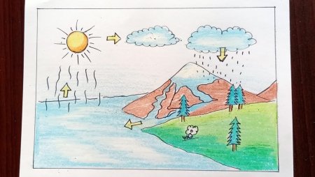 Круговорот воды в природе карандашом