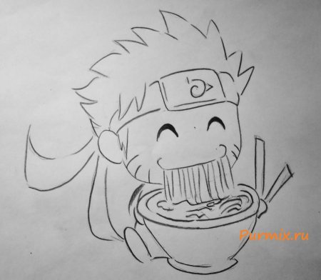 Наруто Чиби карандашом