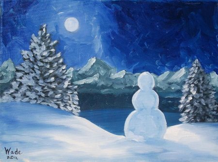 Рисование зимы красками