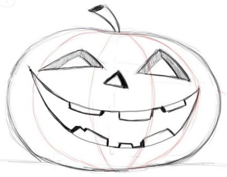 Тыква на Хэллоуин рисунок карандашом