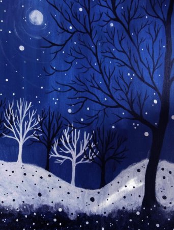 Новогодний пейзаж гуашью