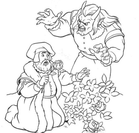 Раскраски по сказке Аленький цветочек Аксакова