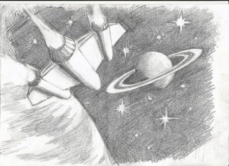 Космос рисунок карандашом