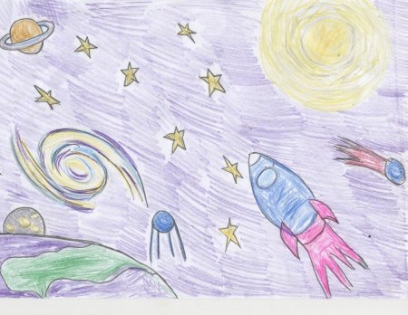 Космос рисунок карандашом