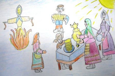 Масленица рисунок карандашом