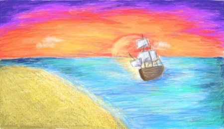 Морской пейзаж рисунок для детей