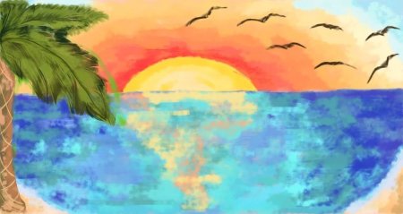 Детский рисунок море