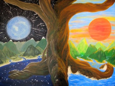 Рисование гуашью. День и ночь.