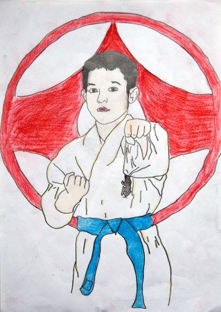 Каратист в кимоно вектор