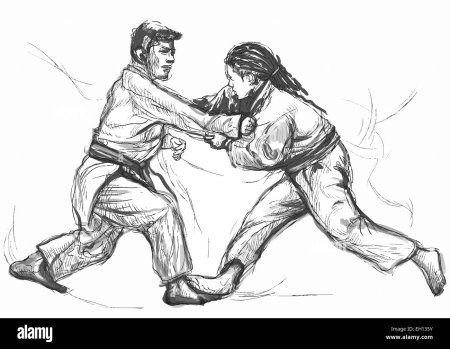 Раскраска борьба дзюдо