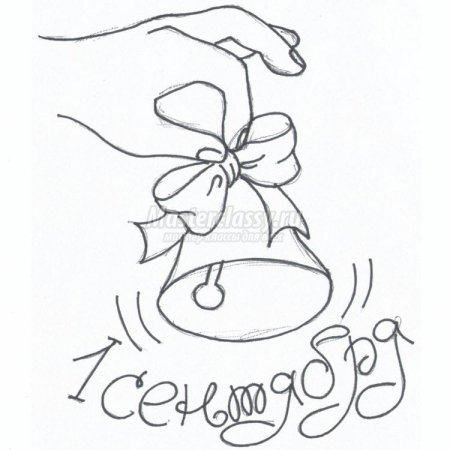 Школьный колокольчик цветными карандашами