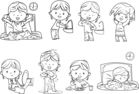 Распорядок дня раскраска для детей