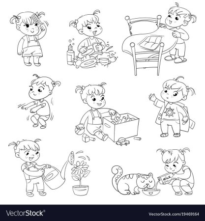 Распорядок дня раскраска для детей