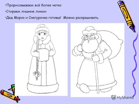 Поэтапное рисование Снегурочки