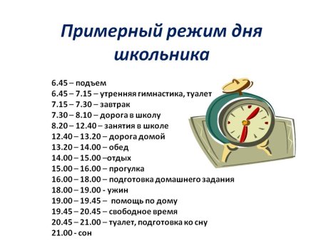 Распорядок дня задание