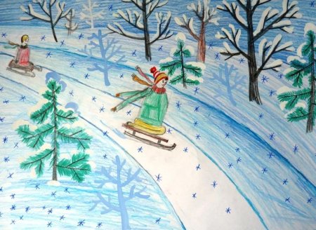 Рисунок на тему зимний лес