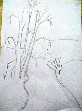 Рисунок на тему осень карандашом