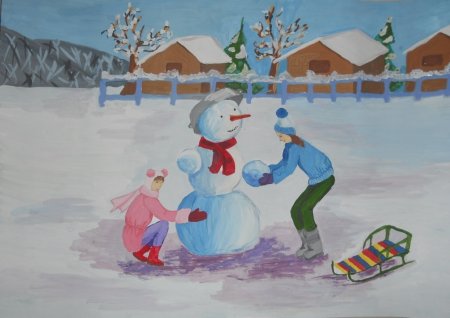 Рисование на тему зимние забавы