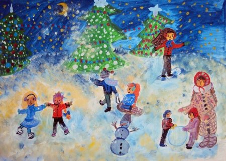 Рисунок на тему зимние каникулы