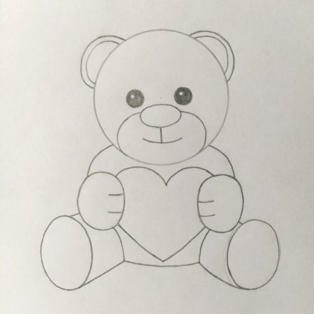 Медвежонок с сердечком карандашом