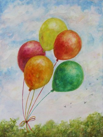 Воздушные шары акварель