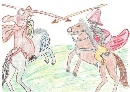 Детский рисунок Александра Невского Ледовое побоище