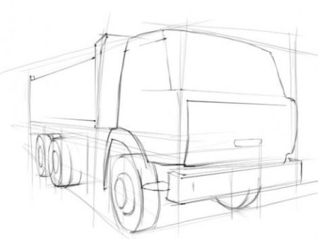 КАМАЗ сбоку рисунок карандашом легкий