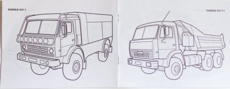 Раскраски КАМАЗ 55111 самосвал