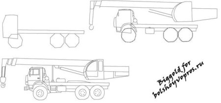 Поэтапное рисование КАМАЗА