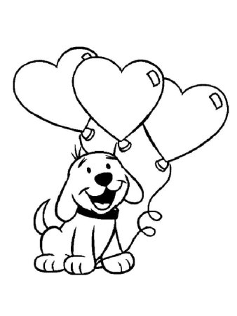 Собачка с сердечком раскраска