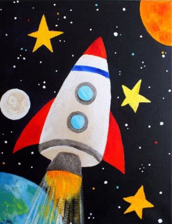 Рисунок на день космонавтики легкий