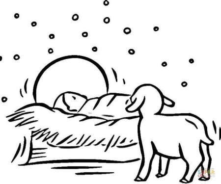 Христос в яслях раскраска