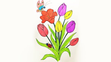 Рисунки цветов для мамы