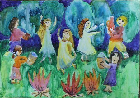 Прыжки через костер на Ивана Купала рисунок
